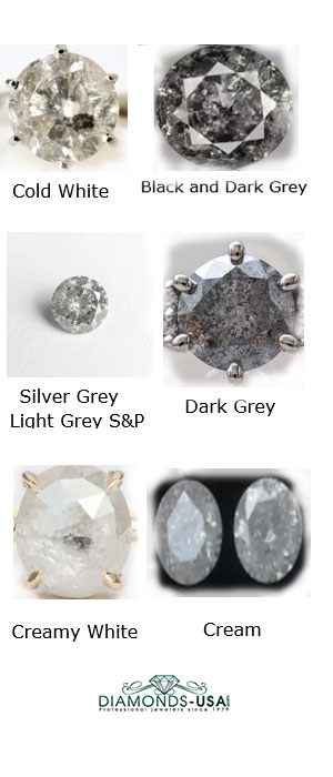 Imagen de diamantes de sal y pimienta con diferentes colores.
